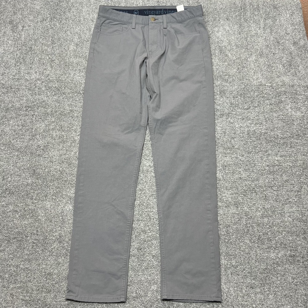 Vineyard Vines On The Go Pants Mens 30x32 Gray Stretch Chino Straight Leg Casual